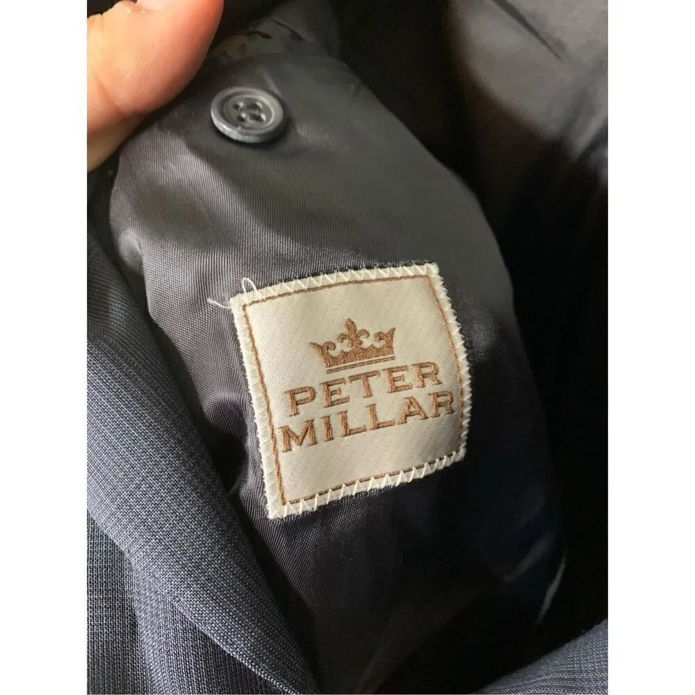 Peter Millar 100% wool blazer suit jacket navy double vented men's size 44R